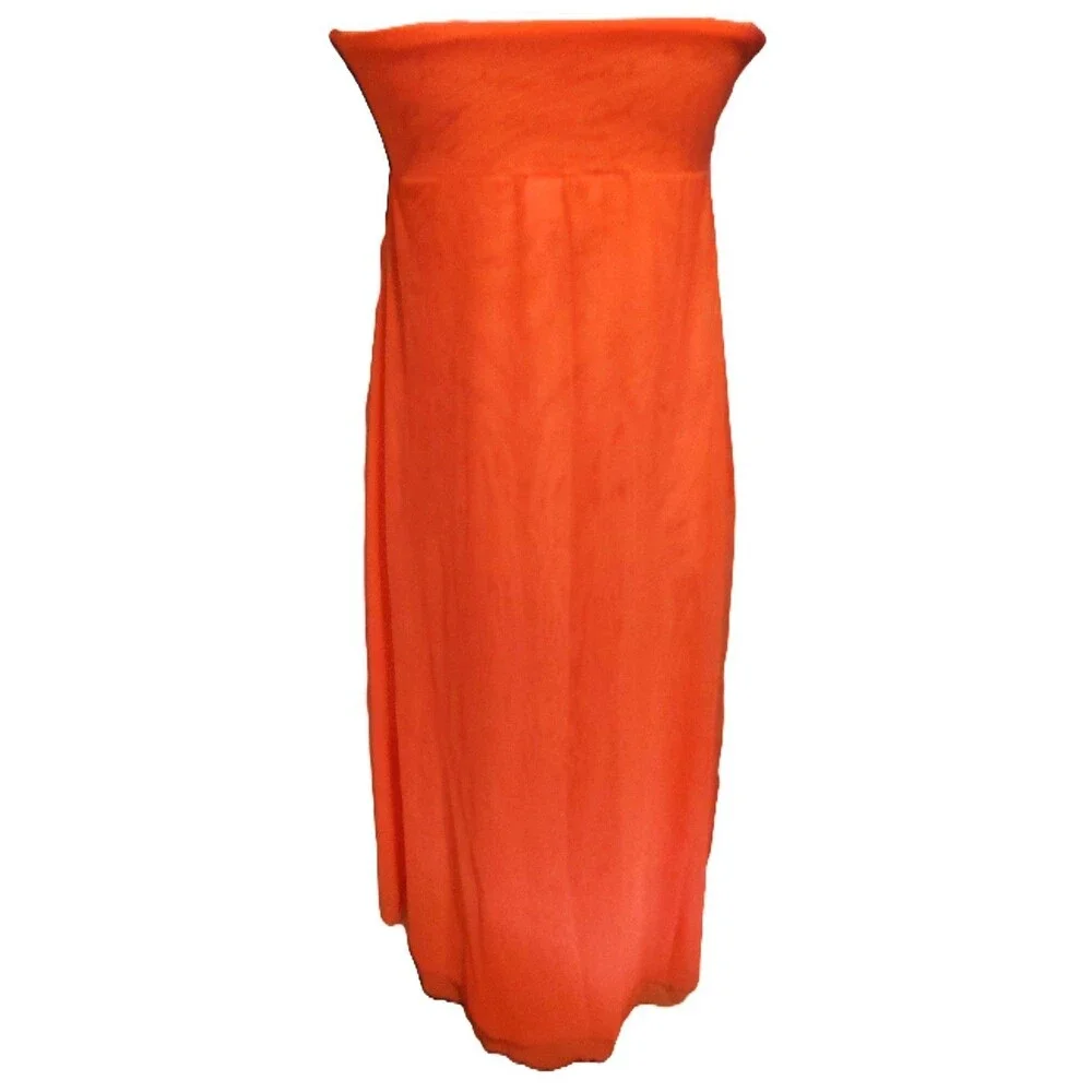 New Venus Tropical Orange Bathing Suite Sheer Dress / Skirt Dual Cover-up SZ M/L